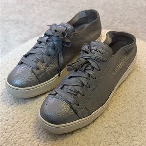 Santoni Gray Leather Sneakers